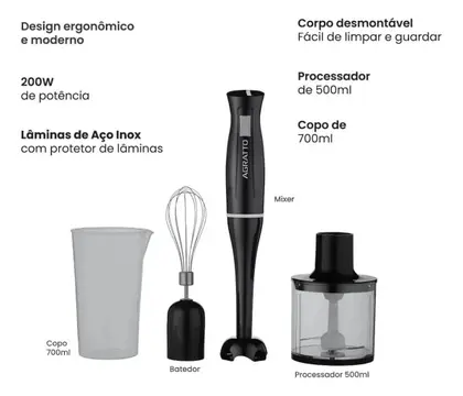 Mixer 3 Em 1 Agratto 700ml - Modelo Amix01 - Imagem 3
