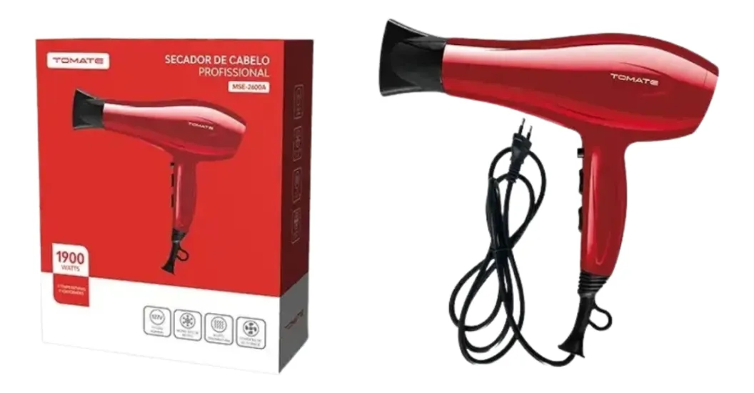 Secador de Cabelo Tomate MSE-2600 Vermelho 2600W - Imagem 4